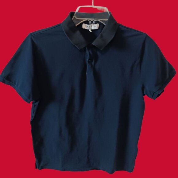 Sandro Paris  Polo Shirt Short Sleeve Navy Blue/ Black Medium - Picture 1 of 15
